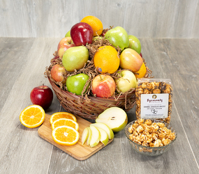 Fruit and Popcorn Basket from Schultz Florists, flower delivery in Chicago