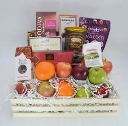 Fruit and Gourmet Crate from Schultz Florists, flower delivery in Chicago