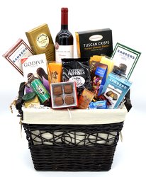 Wine and Chocolate Hamper from Schultz Florists, flower delivery in Chicago