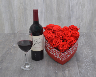 Forever Rose and Wine from Schultz Florists, flower delivery in Chicago
