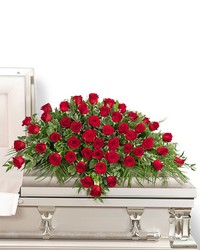 50 Red Roses Casket Spray from Schultz Florists, flower delivery in Chicago
